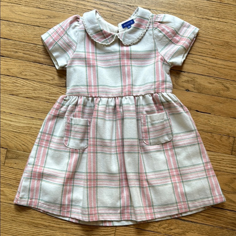 Plaid Pink and Cream Maison Me Dress never worn size 7